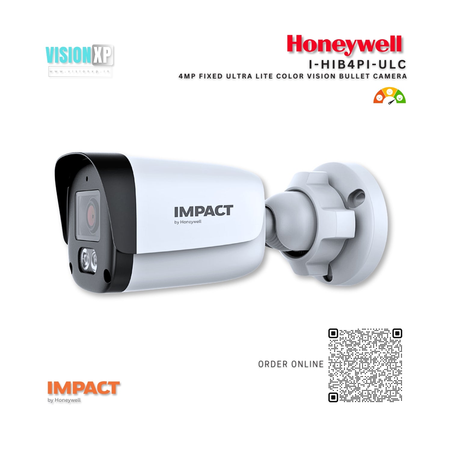 Honeywell Impact I-HIB4PI-ULC 4MP Fixed ultra lite Color Vision IP IR Bullet Camera Honeywell Impact I-HIB4PI-ULC 4MP Fixed ultra lite Color Vision IP IR Bullet Camera